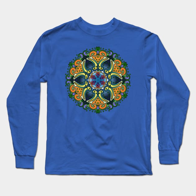 Mandala Paisley Abstract Sunburst Long Sleeve T-Shirt by Bits